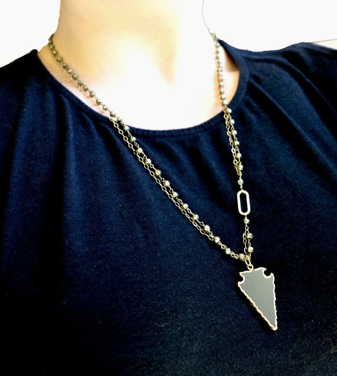 Following the Path, Onyx Arrowhead Necklace