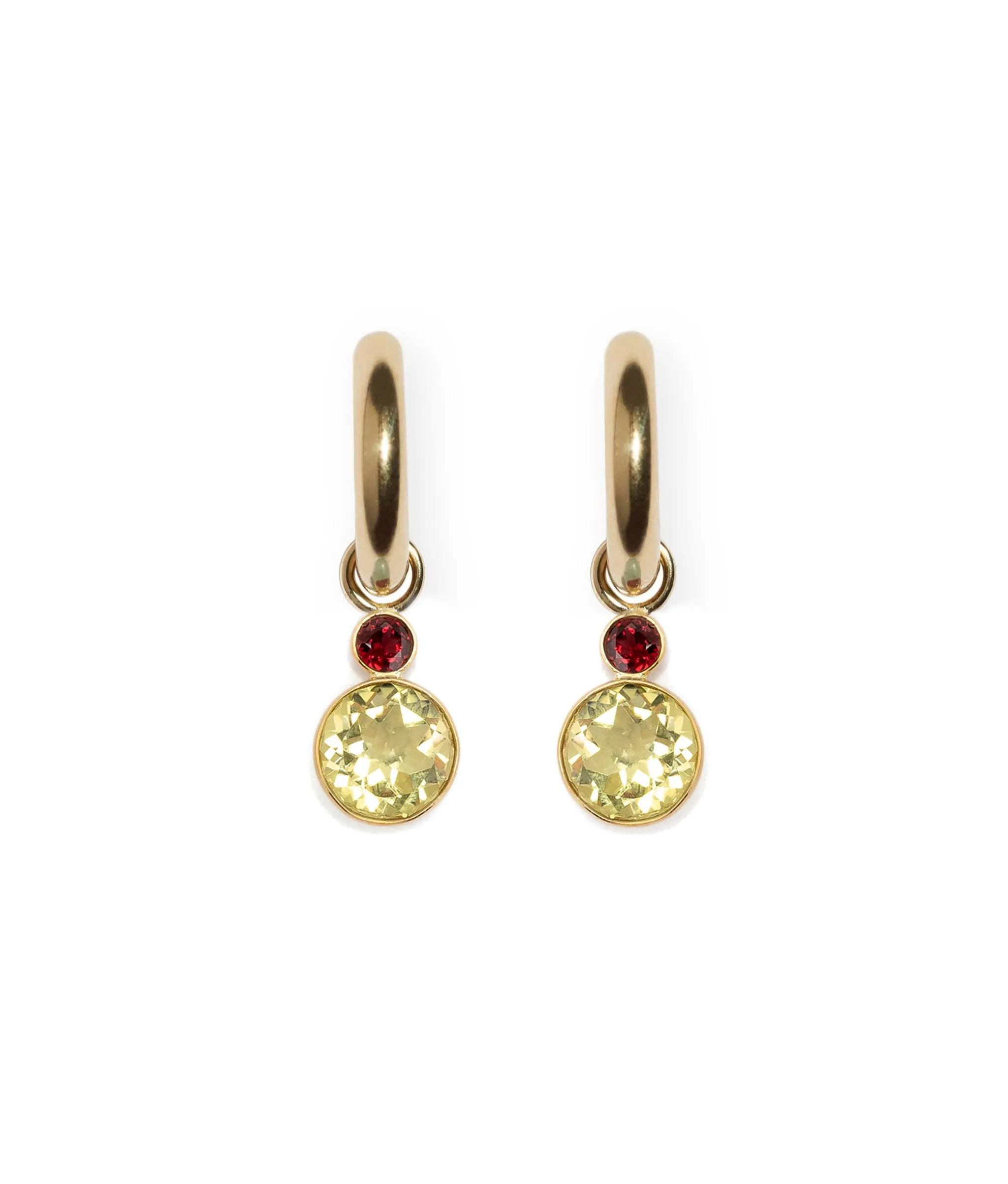 Garnet & Lemon Quartz 14k Gold Earring Charm