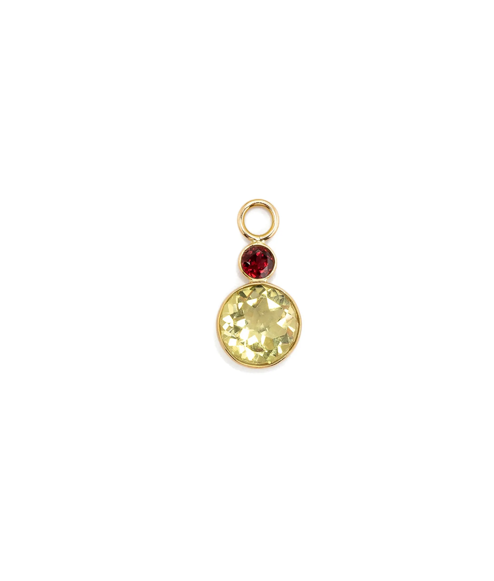 Garnet & Lemon Quartz 14k Gold Earring Charm