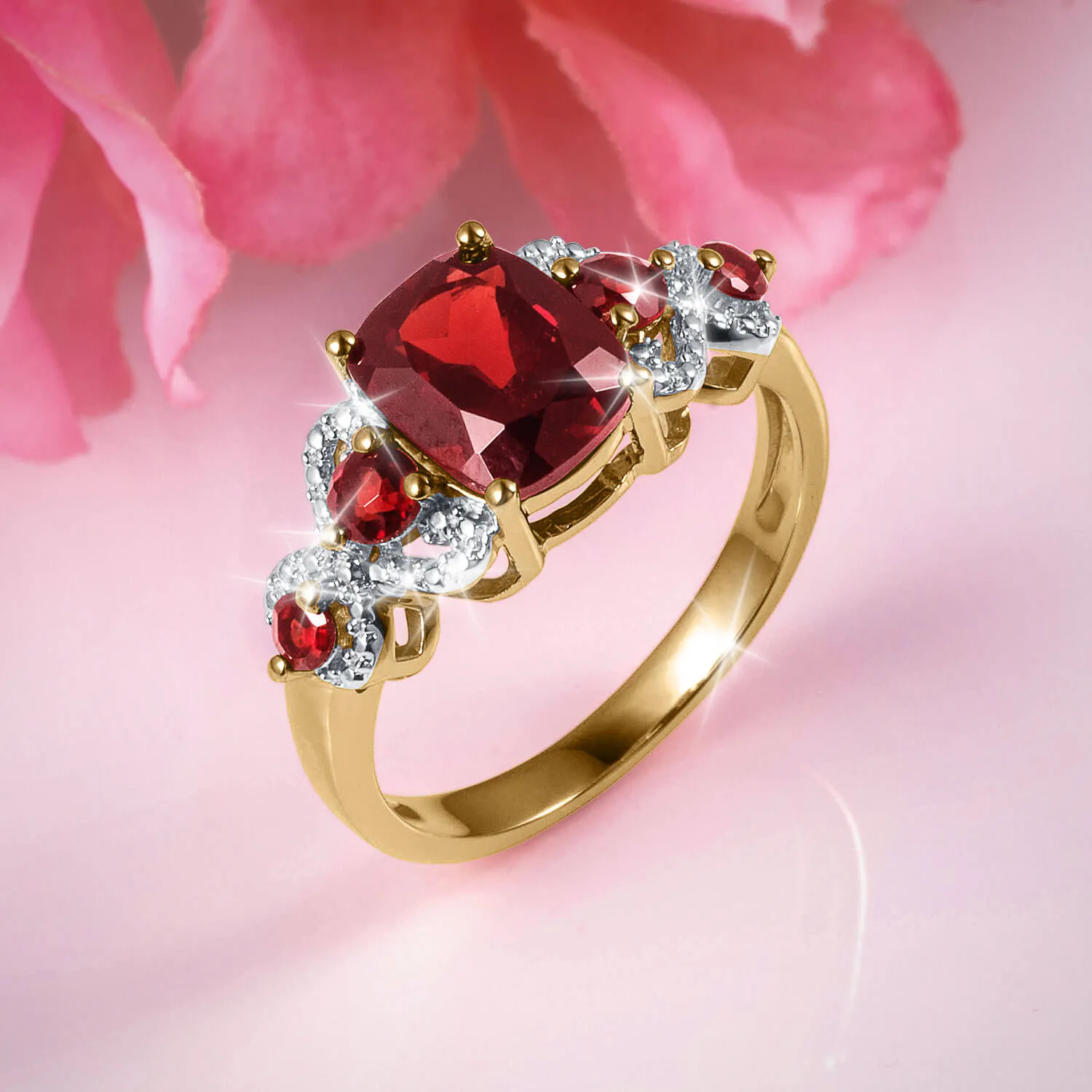 Garnet Twist Ladies Ring