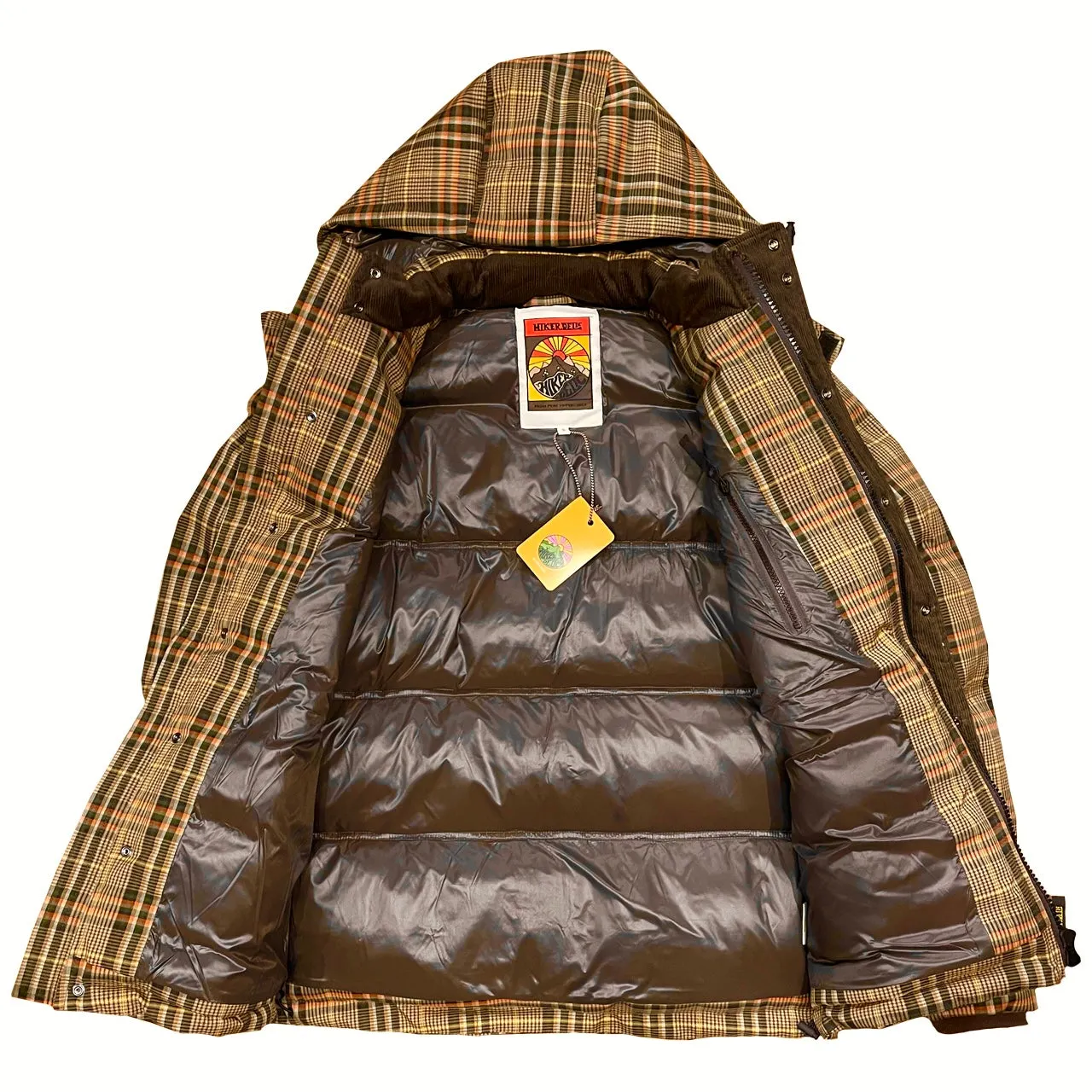 HIKERDELIC Calland Plaid Puffer Jacket Brown Plaid