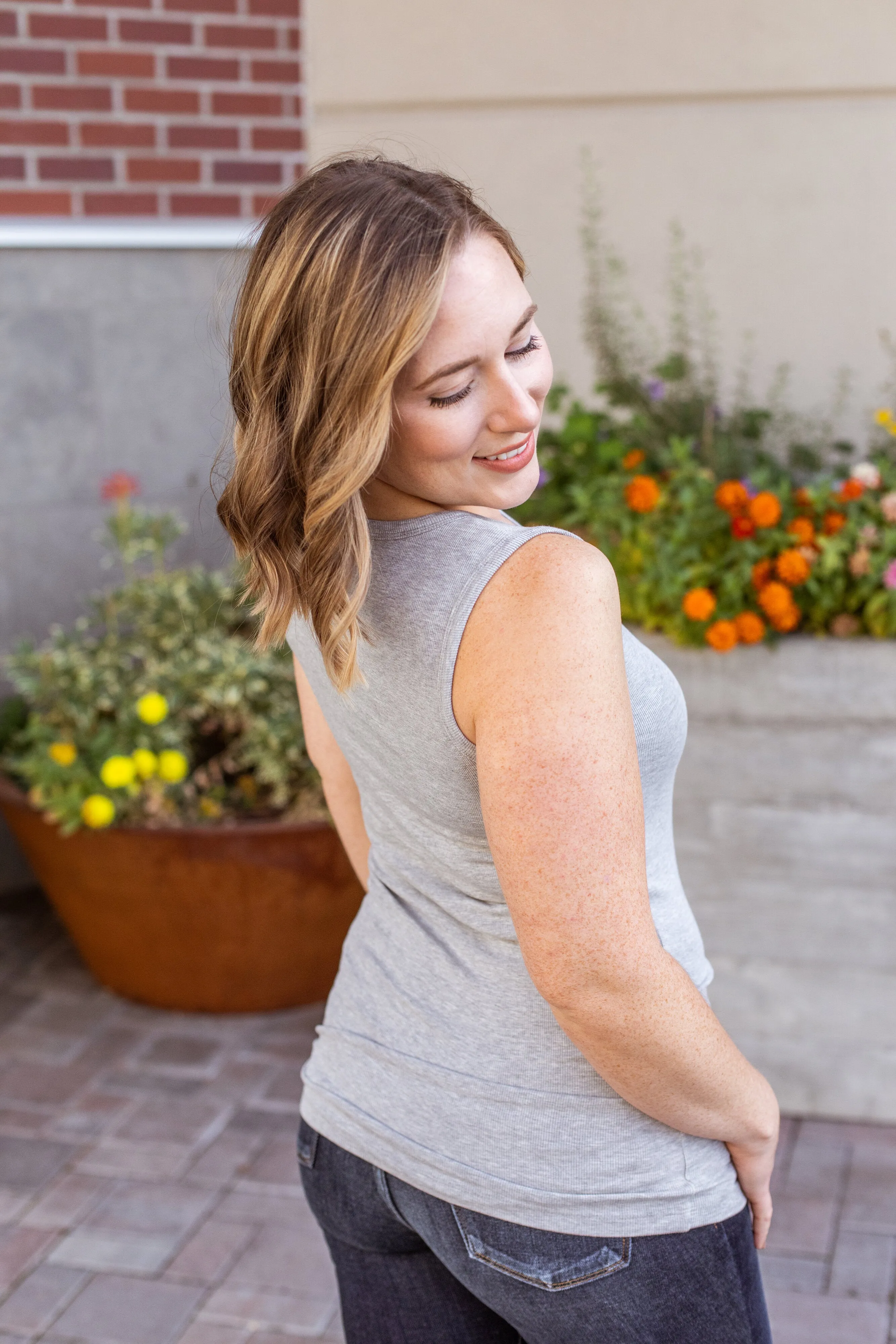 IN STOCK Addison Henley Tank - Light Grey