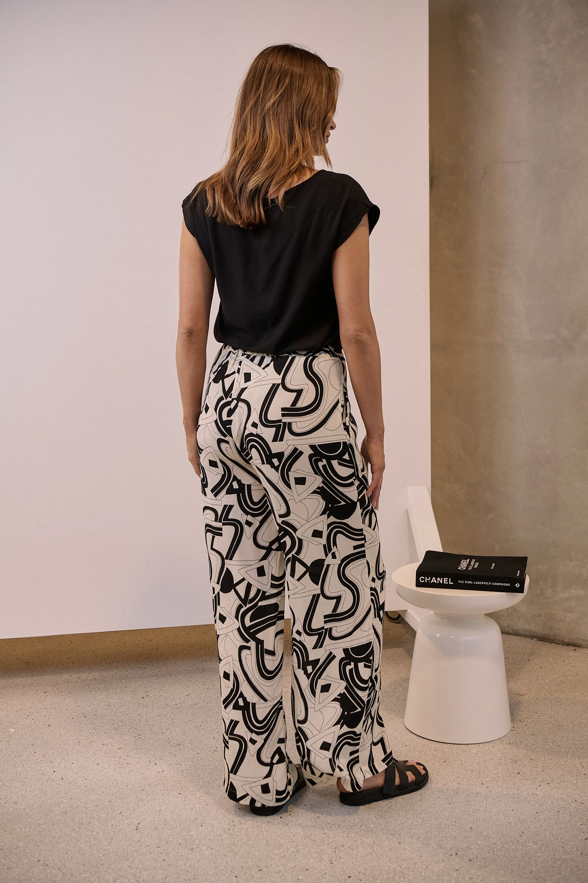 Jazzlyn Black/White Print Wide Leg Pant