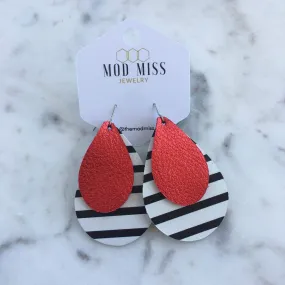 June 2019 {NOVA} Metallic Red   Stripes Stacked Teardrop Earrings {Pre-Order:  Ships First Week of June}