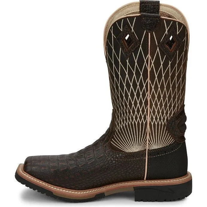 Justin Men's Derrickman 12 CT Western Work Boot -Brown- SE4833