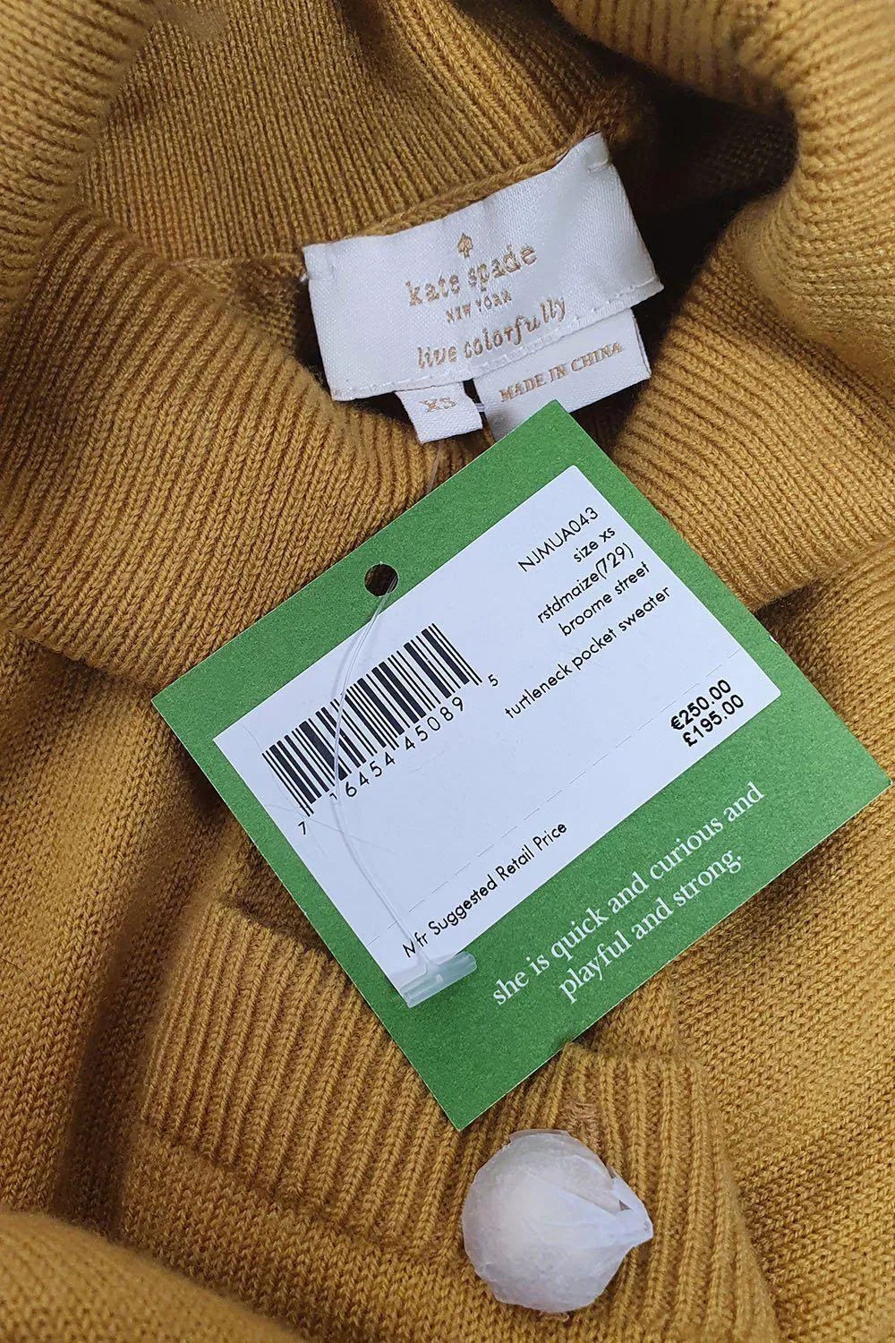 KATE SPADE Yellow Broome Street Turtle Neck Sweater (XS | UK 08)