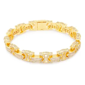 King Ice 10mm Iced Baguette-Cut Byzantine Bracelet