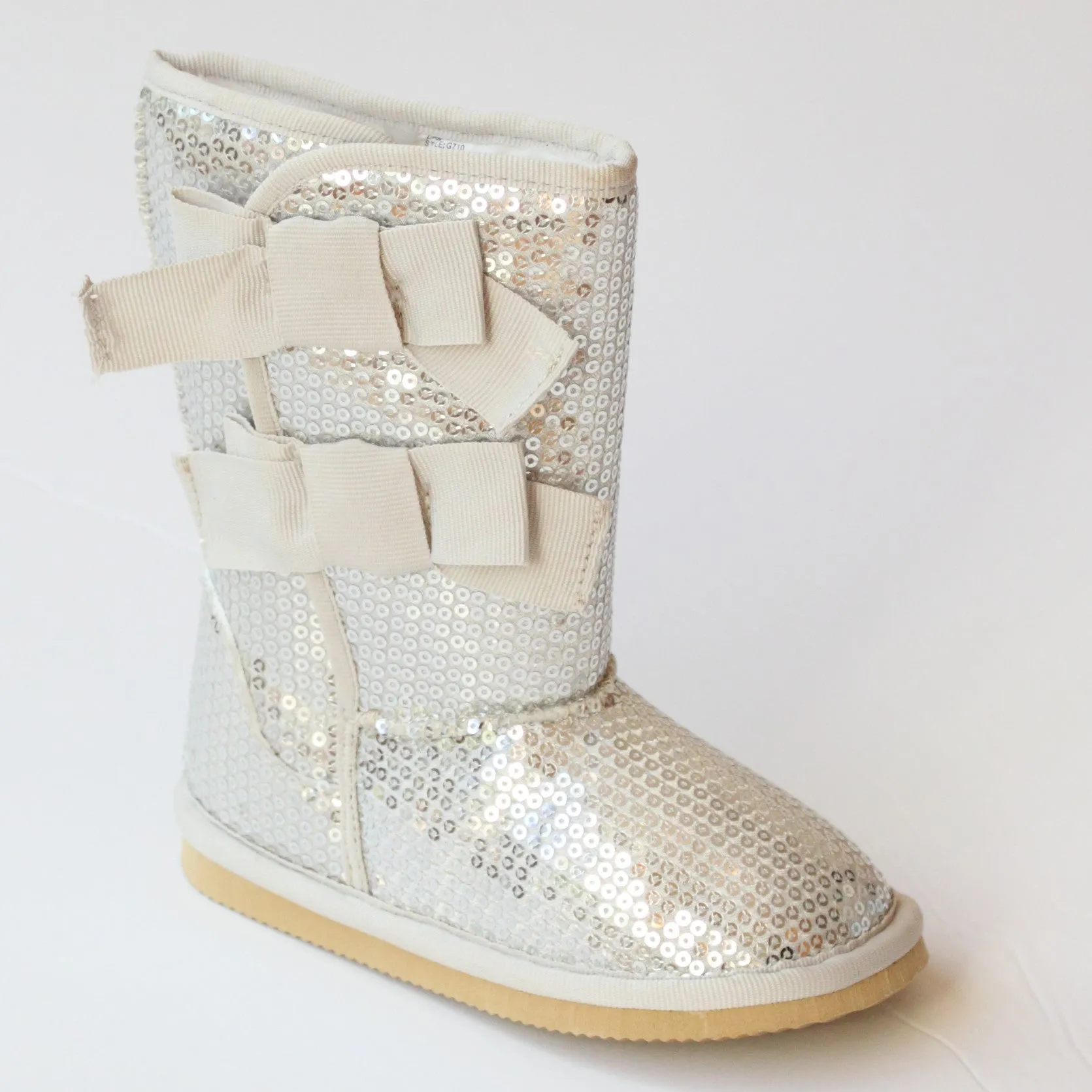 L'Amour Girls G710 Sequin Grosgrain Bow Boots