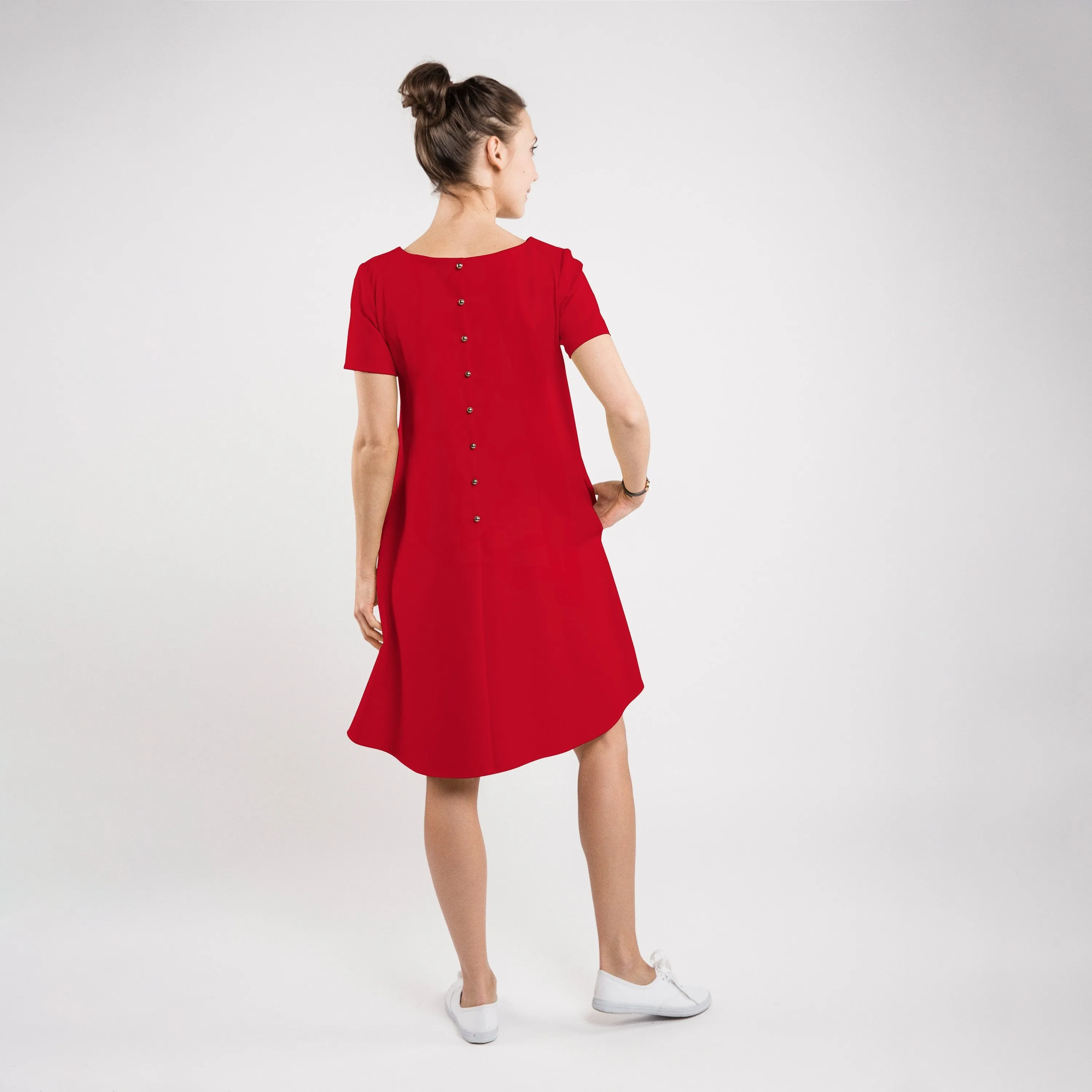 LeMuse SUMMER CALMNESS dress with buttons, Red, M