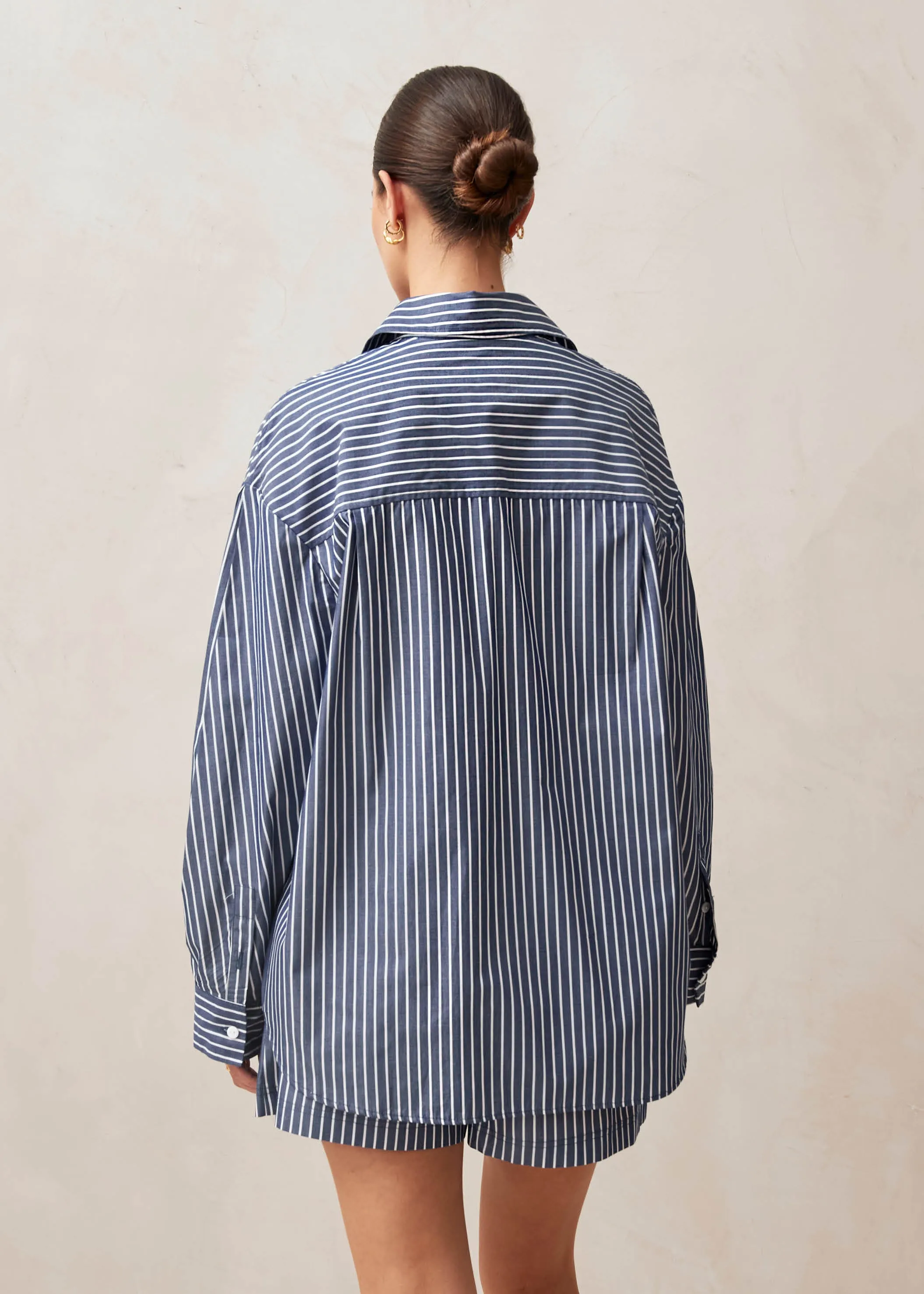 Lenaire Blue And White Stripe Shirt