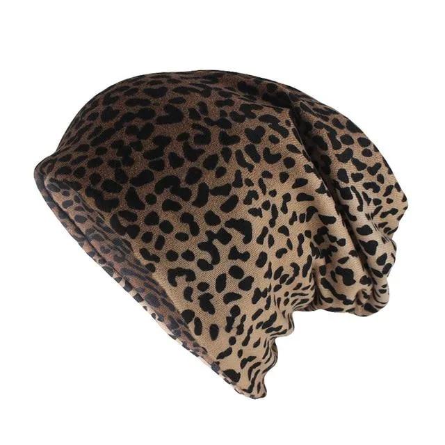 Leopard Print Polyester Beanie, Scarf or Skullie