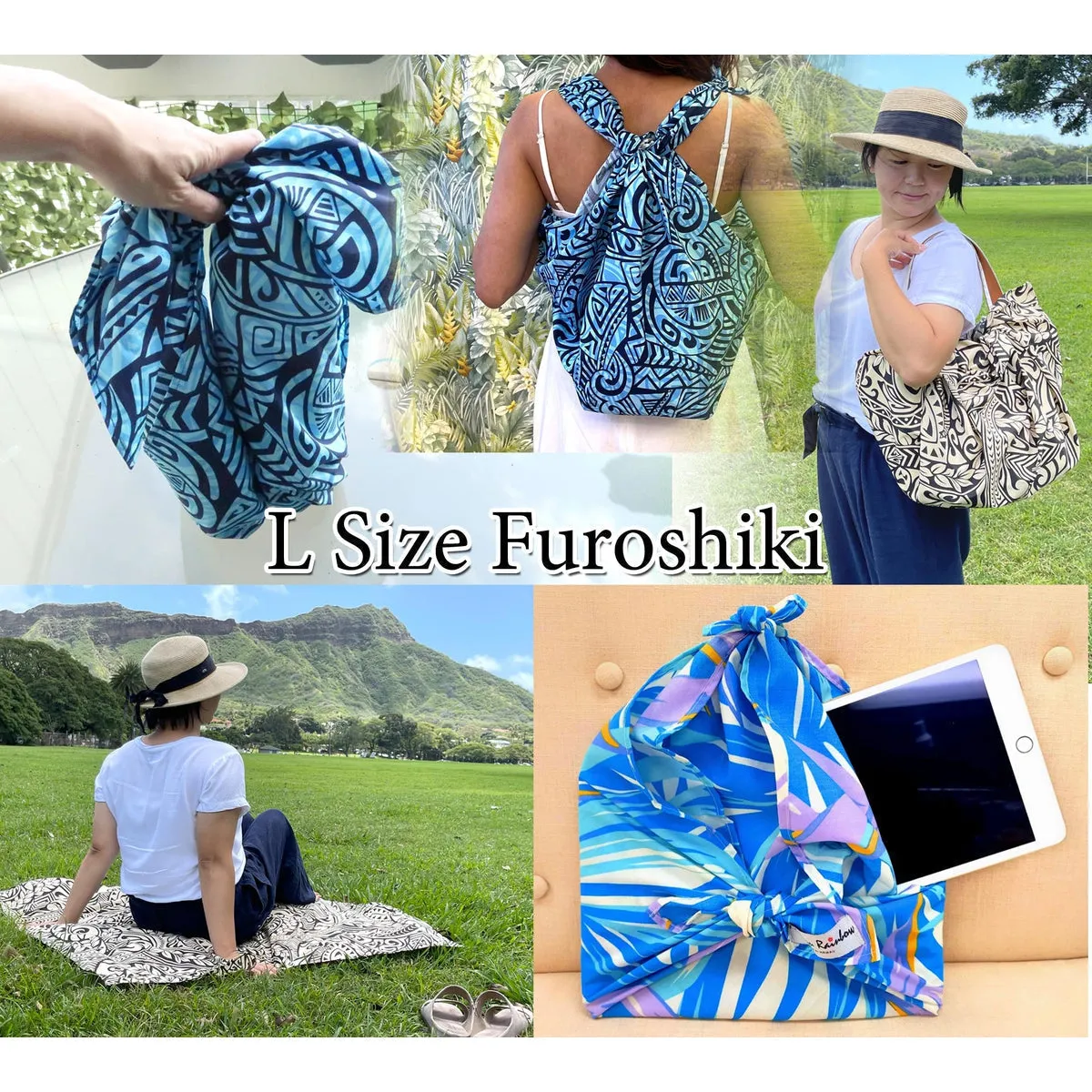 Liberty Feel Hibiscus Print Furoshiki-Cream