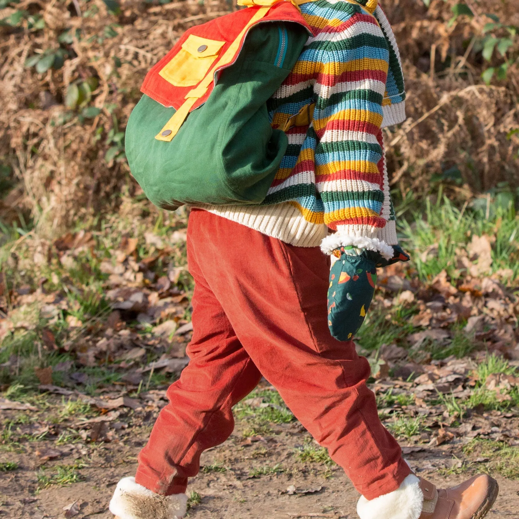 Little Green Radicals Burnt Red Corduroy Comfy Trousers