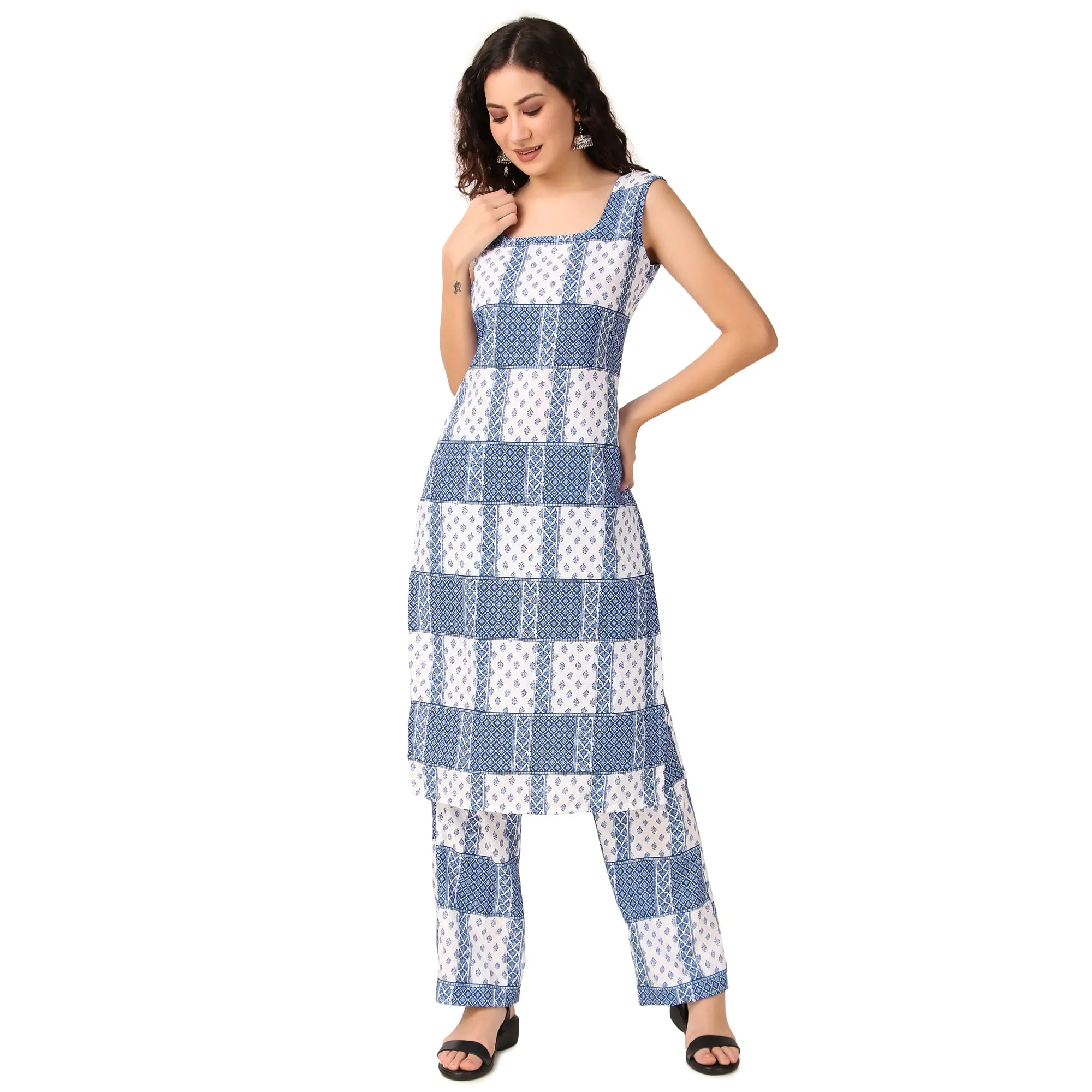 Magnetism blue dual print Kurta with Pant