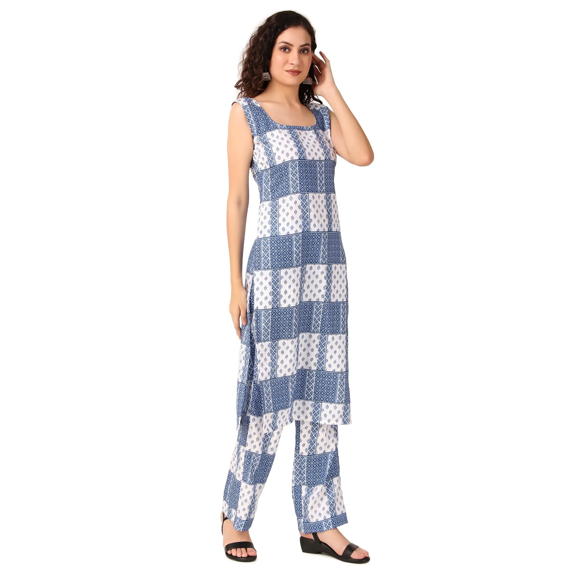 Magnetism blue dual print Kurta with Pant