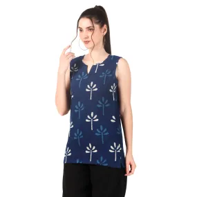 Magnetism Indigo Short Kurti Sleeveless for Women