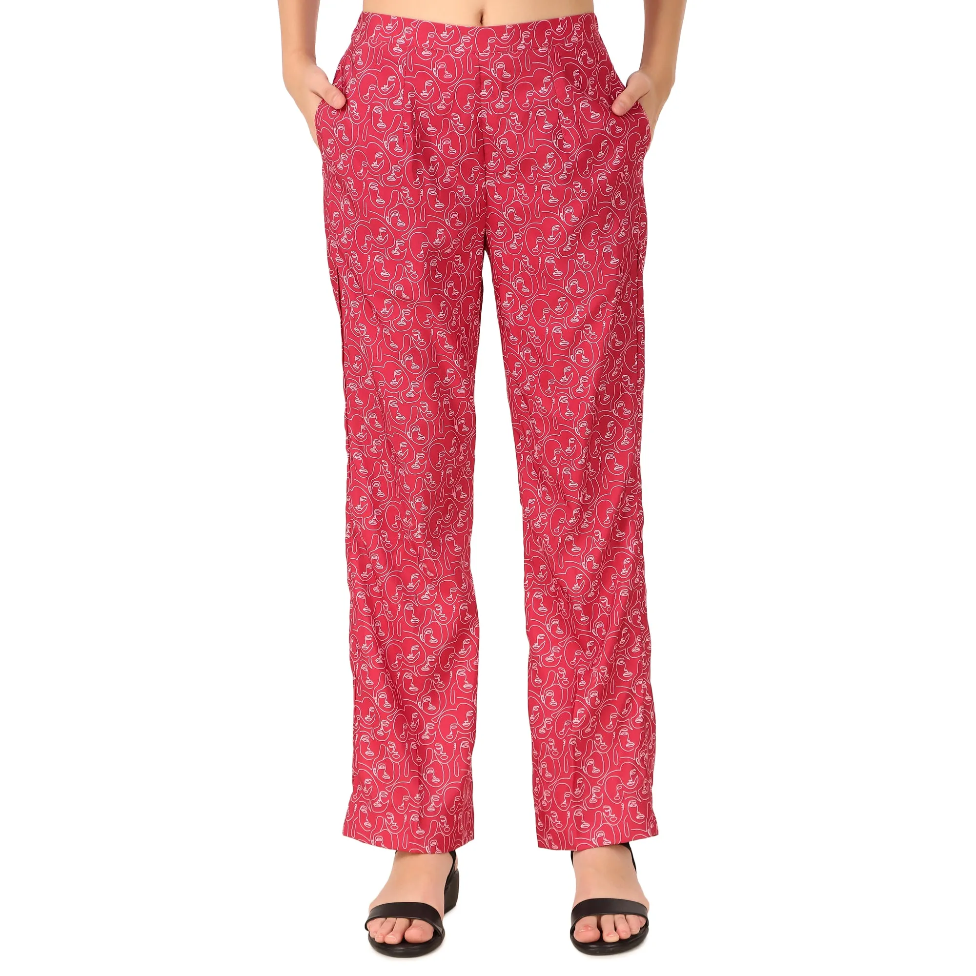 Magnetism Red Modern Print Suit set with Pant