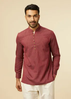 Manyawar Maroon Harlequin Printed Short Kurta