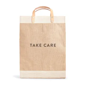 Market Bag in Natural with “TAKE CARE”