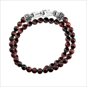 Men's Centauro Red Tiger's Eye Double Wrap 6mm Bead Bracelet