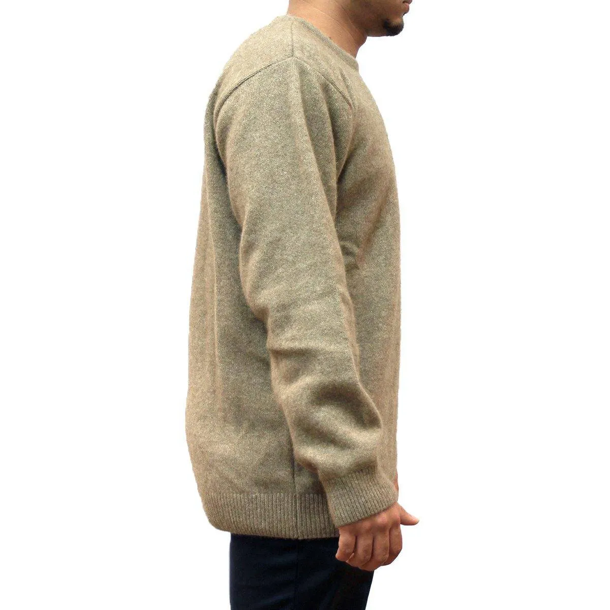 Mens Crew Neck Possum Merino Jumper - Mocha