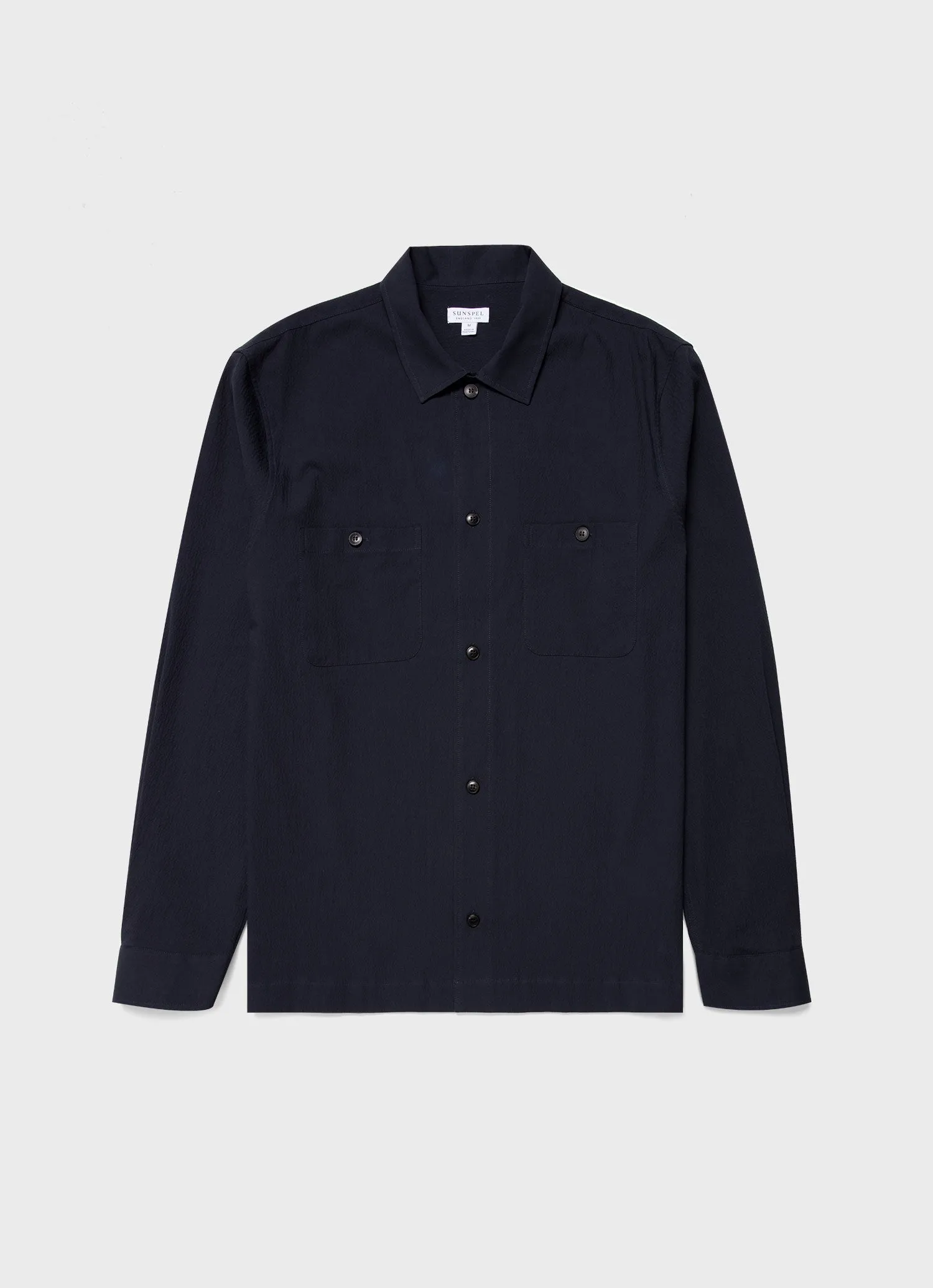 Men's Seersucker Overshirt in Navy