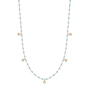 Mini Gigi Turquoise necklace, Rose Gold 5 diamond, 21.7"