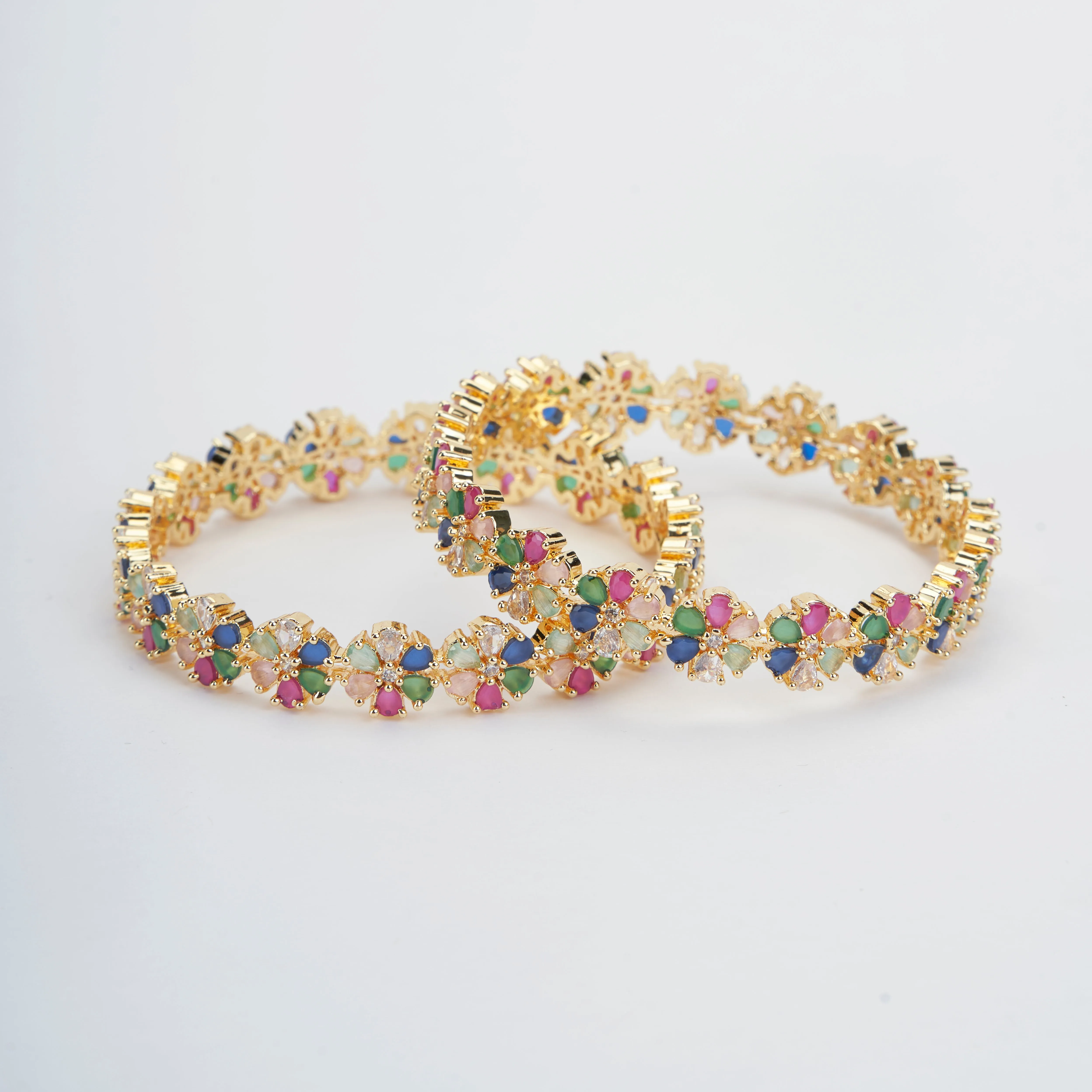 Multicolored Gold Plated Bangles Set (Pack of 2)