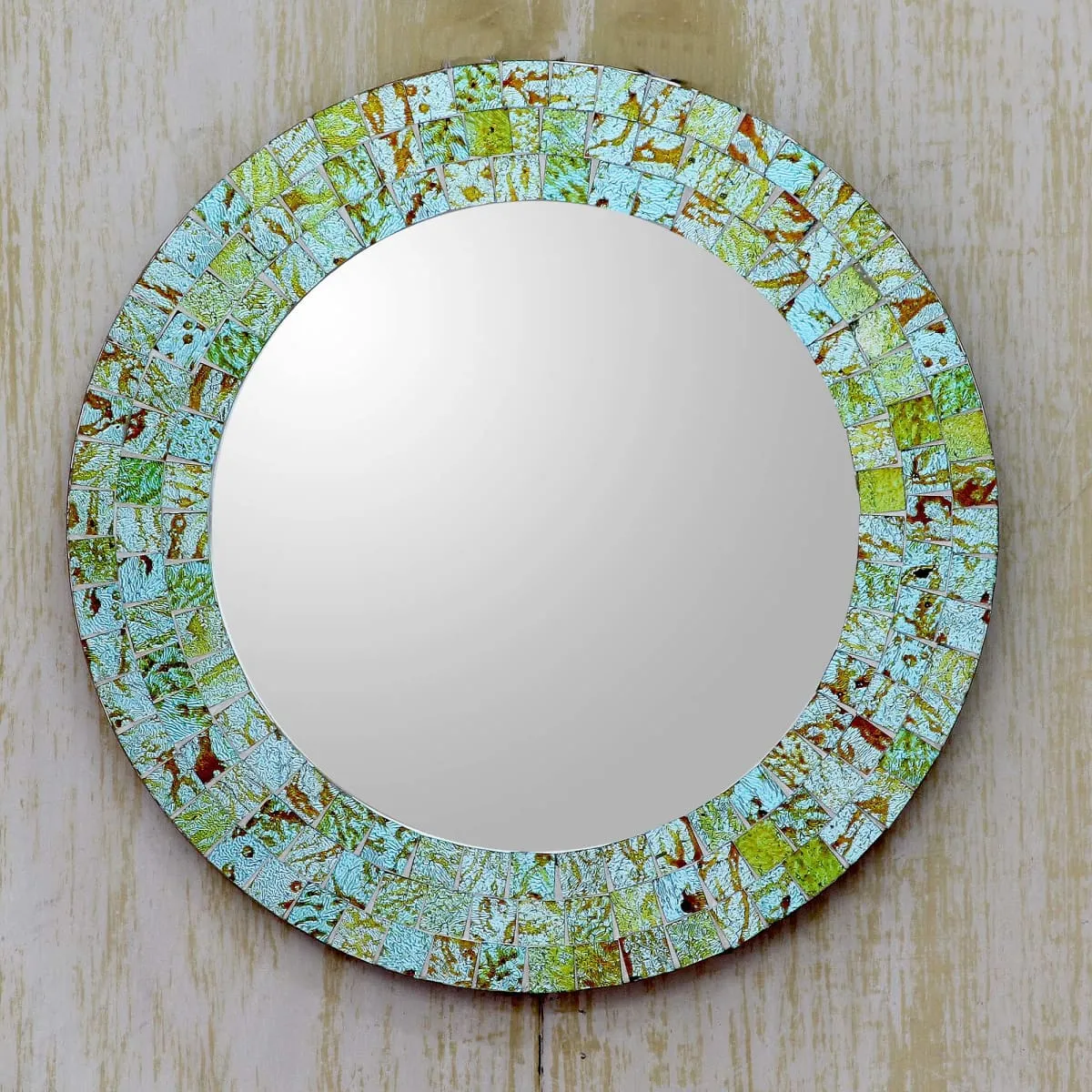 Novica Aqua Splash Glass Mosaic Mirror