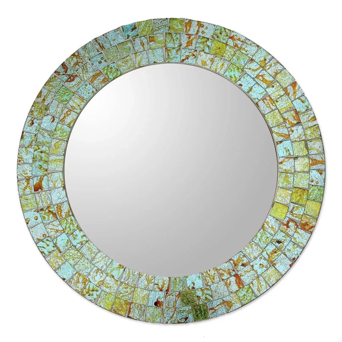 Novica Aqua Splash Glass Mosaic Mirror