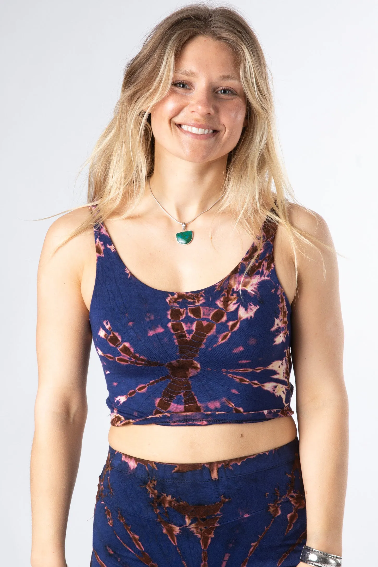 Open Back Cross Strap Tie Dye Crop Top