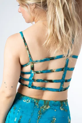 Open Back Cross Strap Tie Dye Crop Top