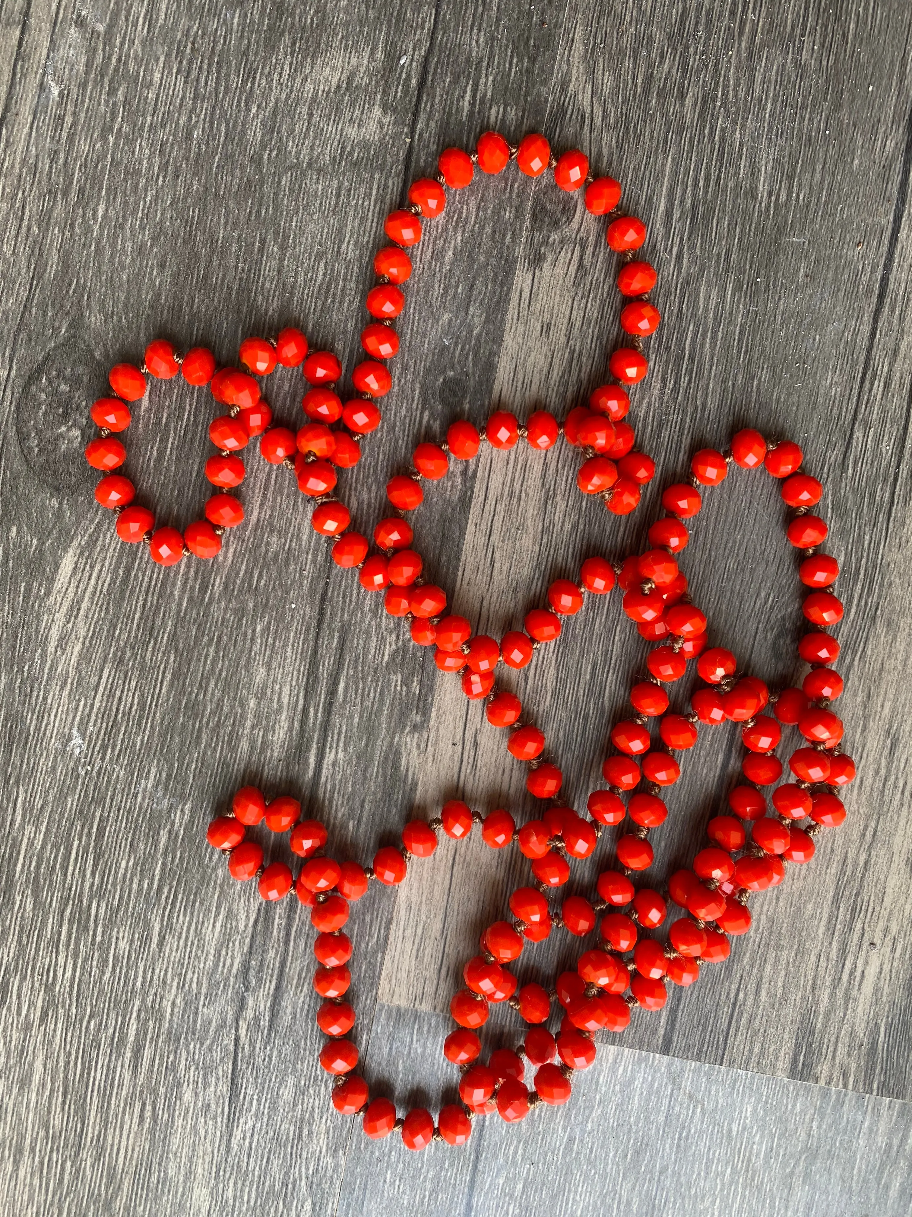 ORANGE Double Wrap Beaded 60 Necklace