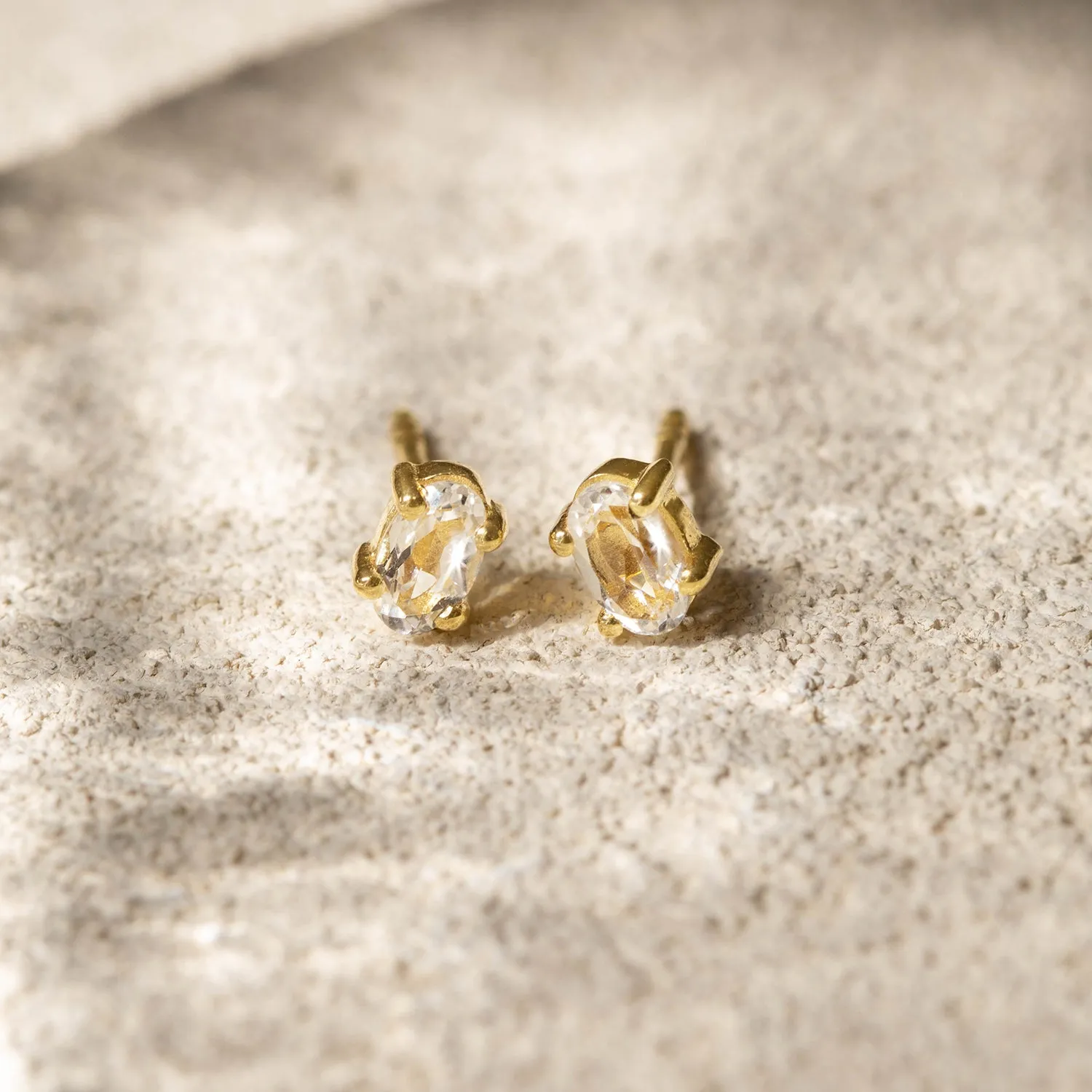 Oval Studs | White Topaz