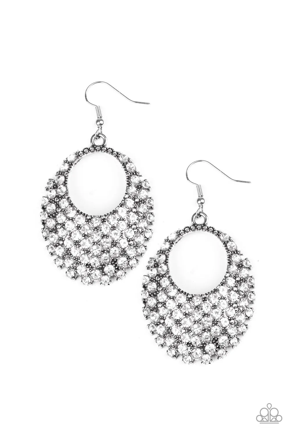 Paparazzi Fierce Flash White Earrings