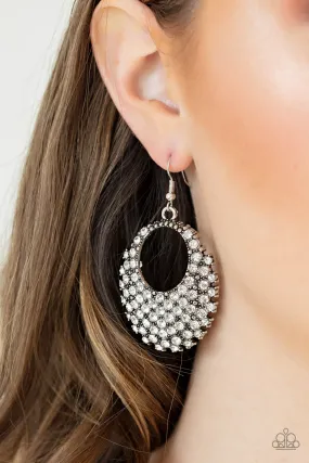 Paparazzi Fierce Flash White Earrings