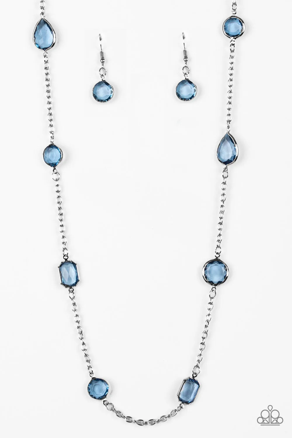 Paparazzi Glassy Glamorous Blue Necklace Set