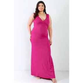 Plus V-neck Sleeveless Maxi Dress