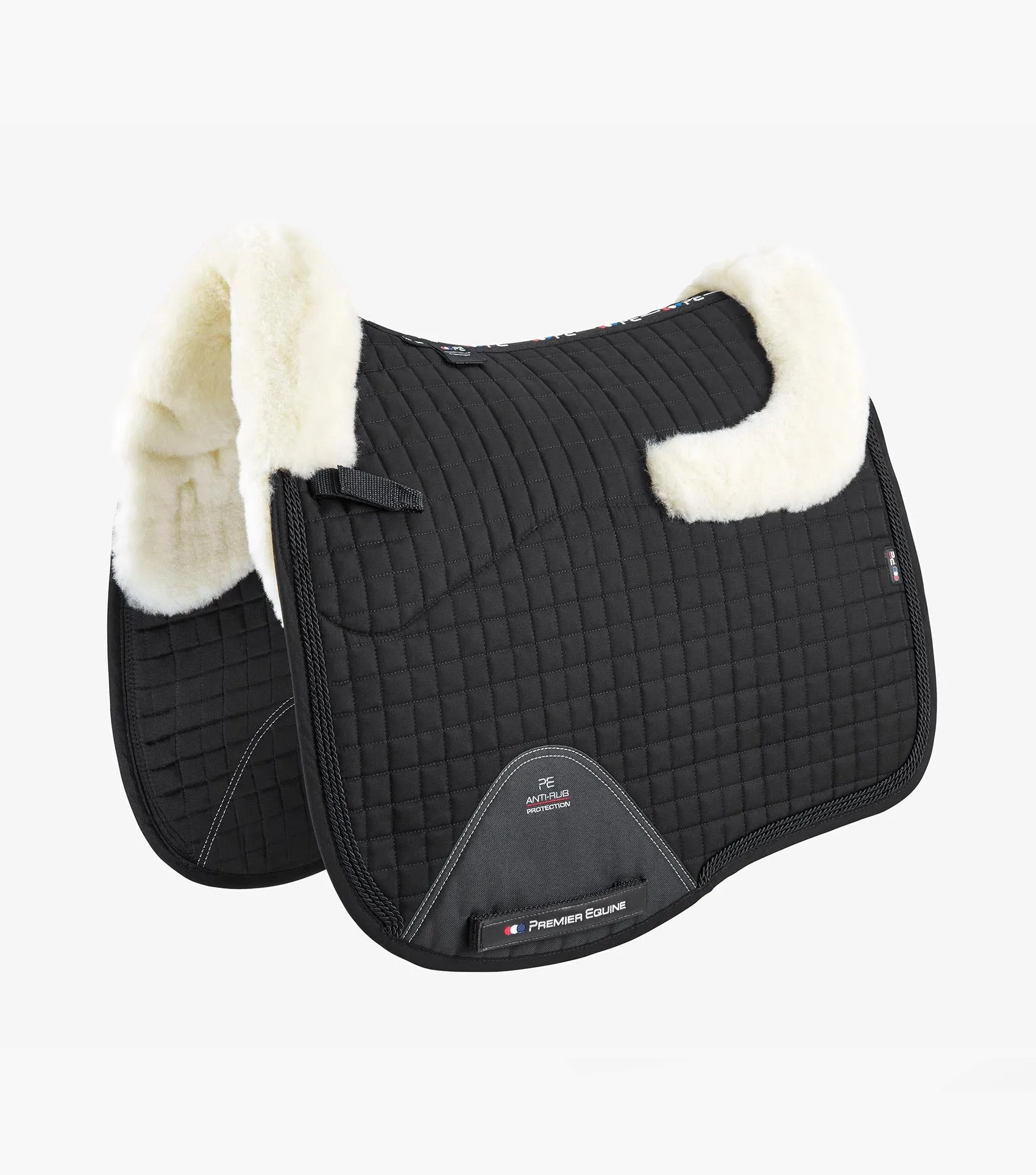 Premier Equine Merino Wool Half Lined European Dressage Pad Black/Natural