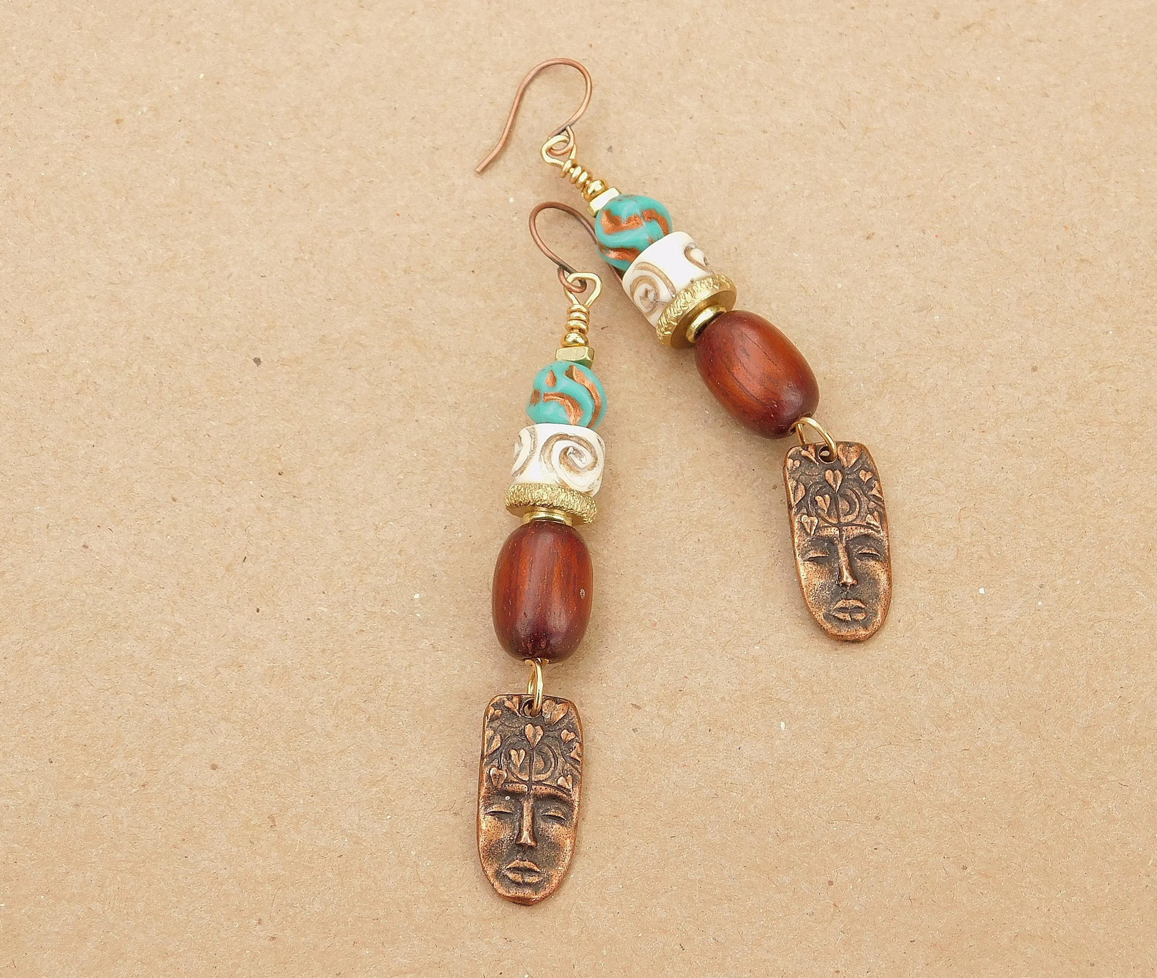 Primitive Face Charm Earrings