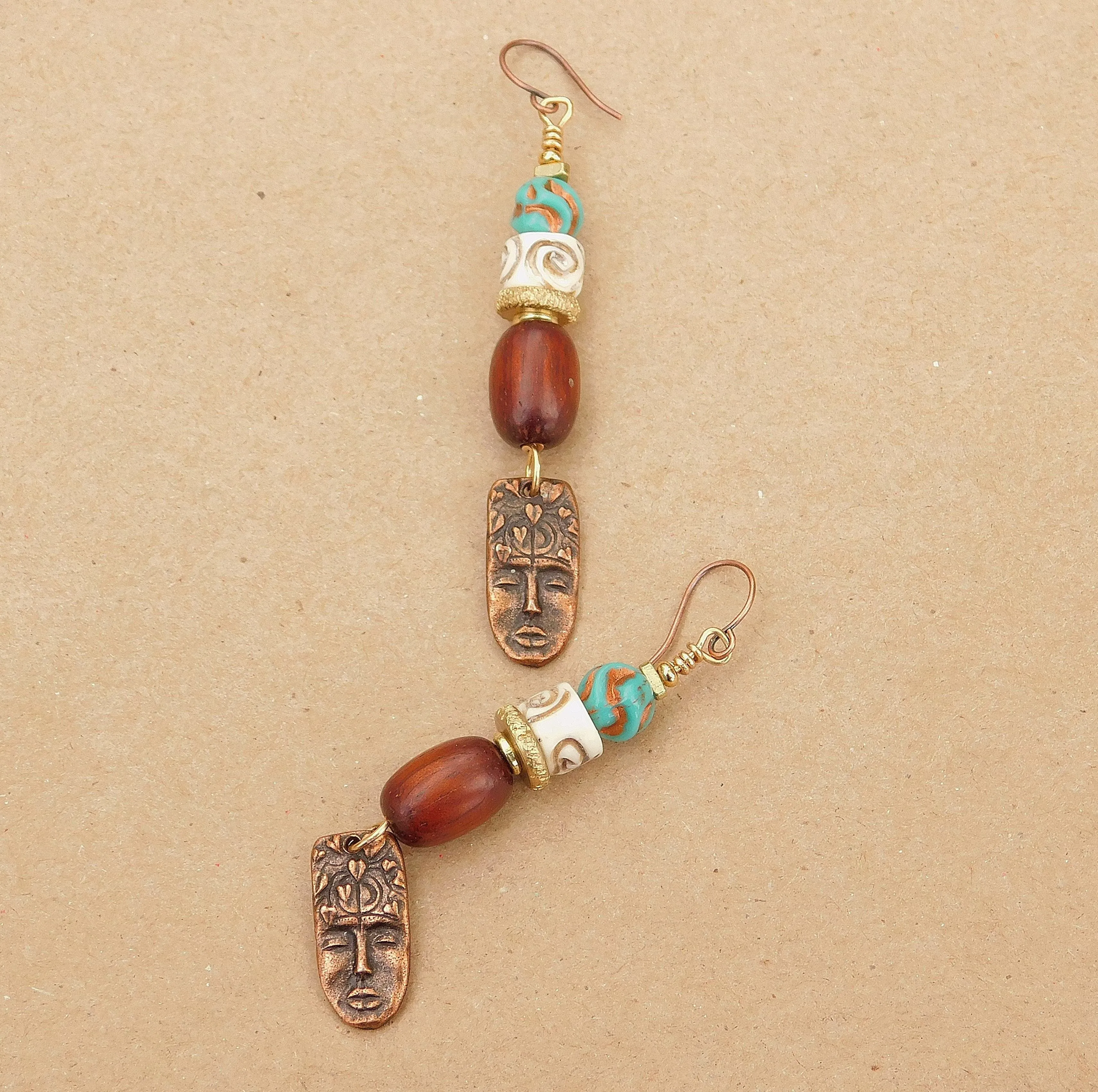 Primitive Face Charm Earrings