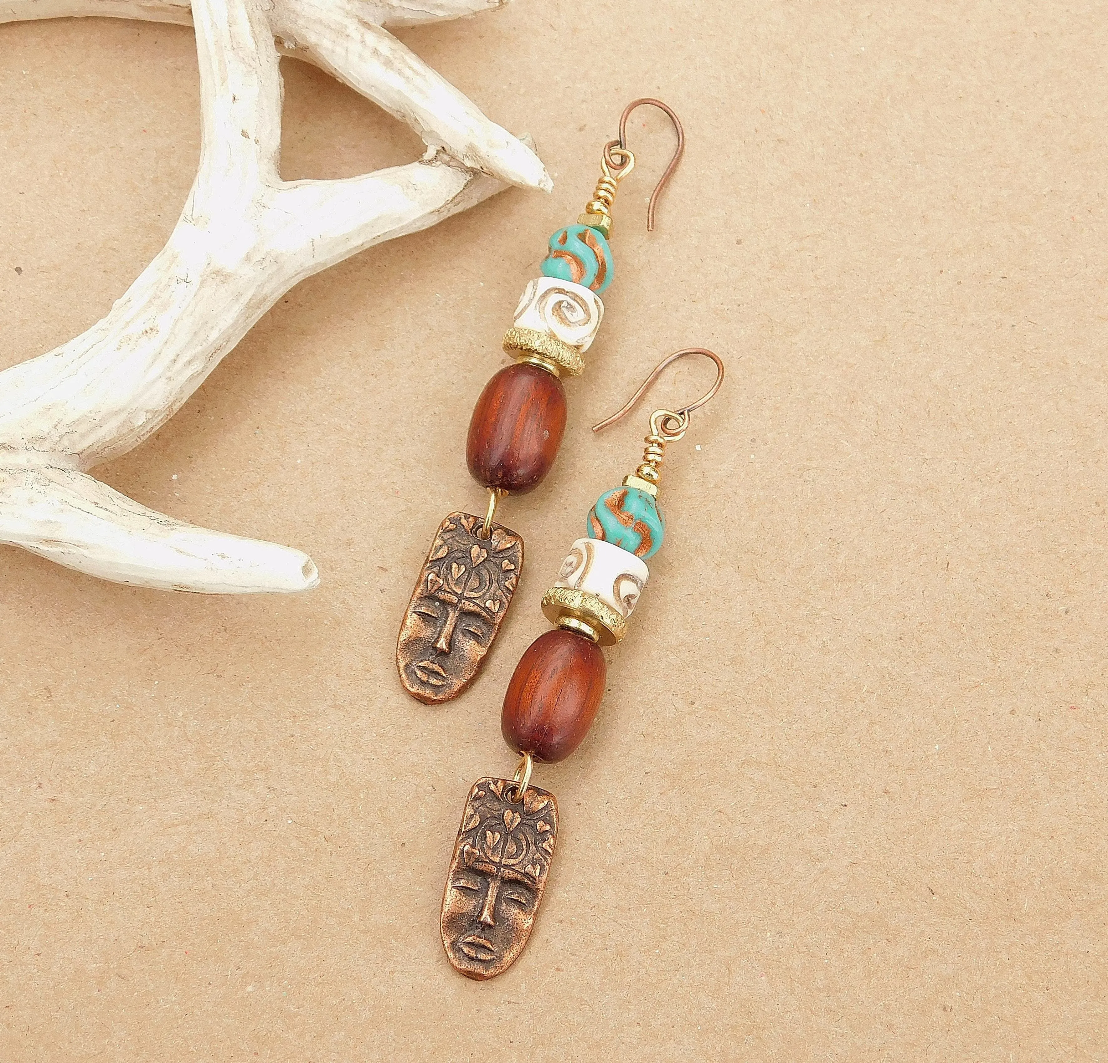 Primitive Face Charm Earrings