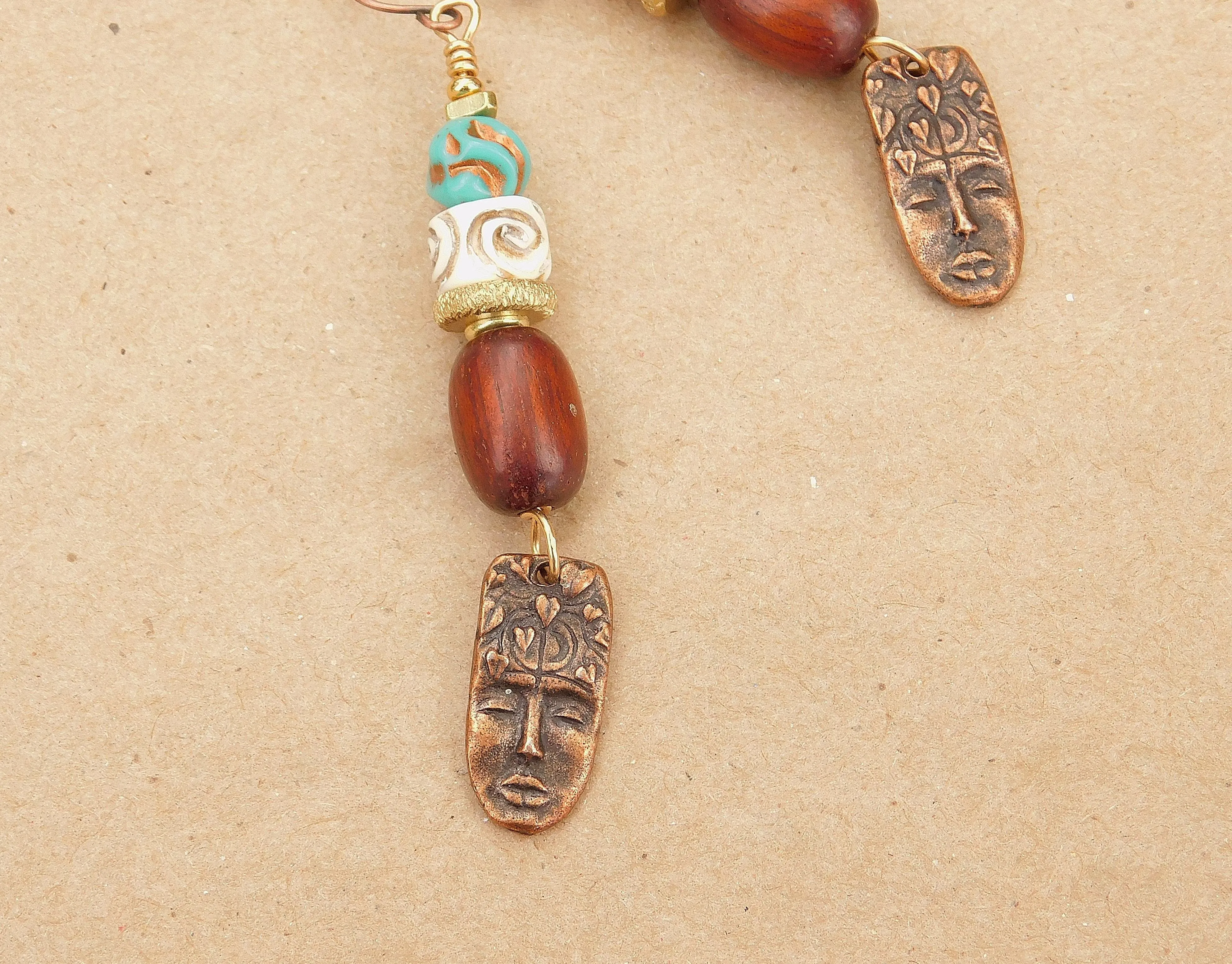 Primitive Face Charm Earrings