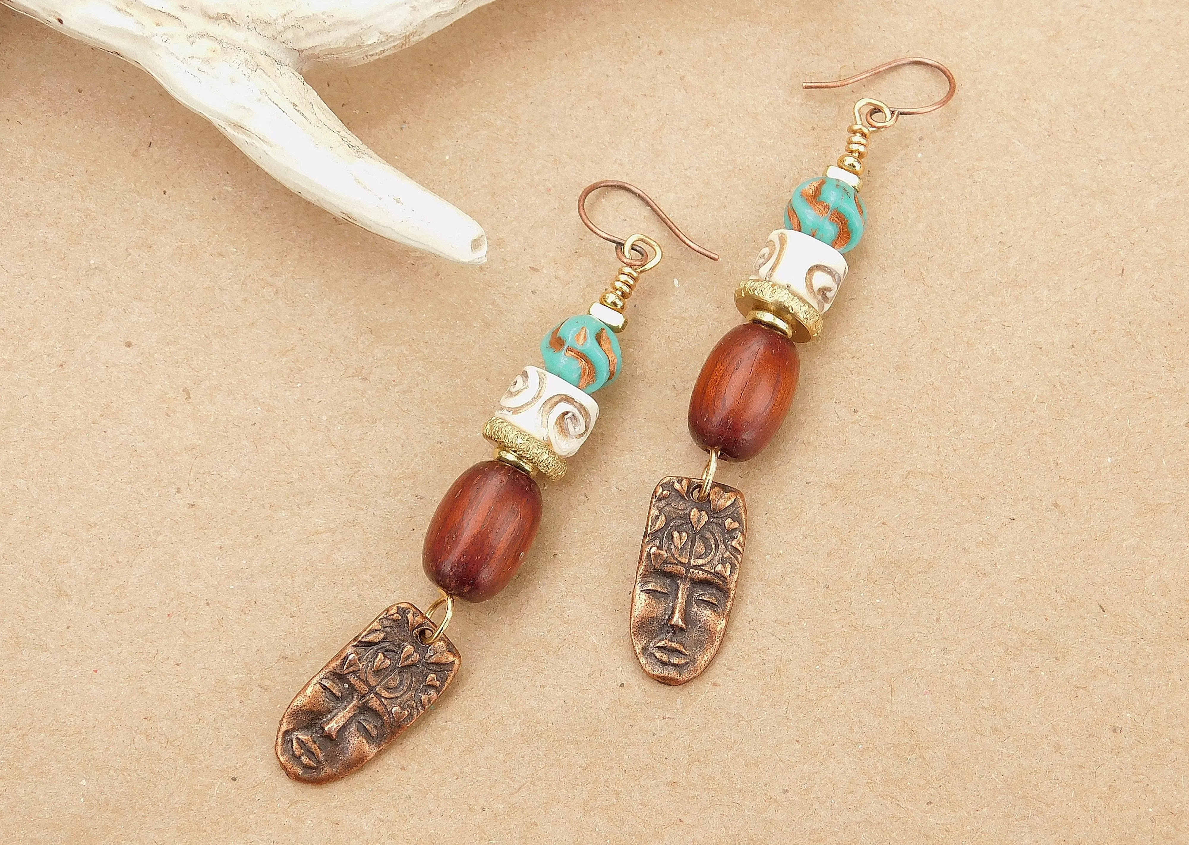 Primitive Face Charm Earrings