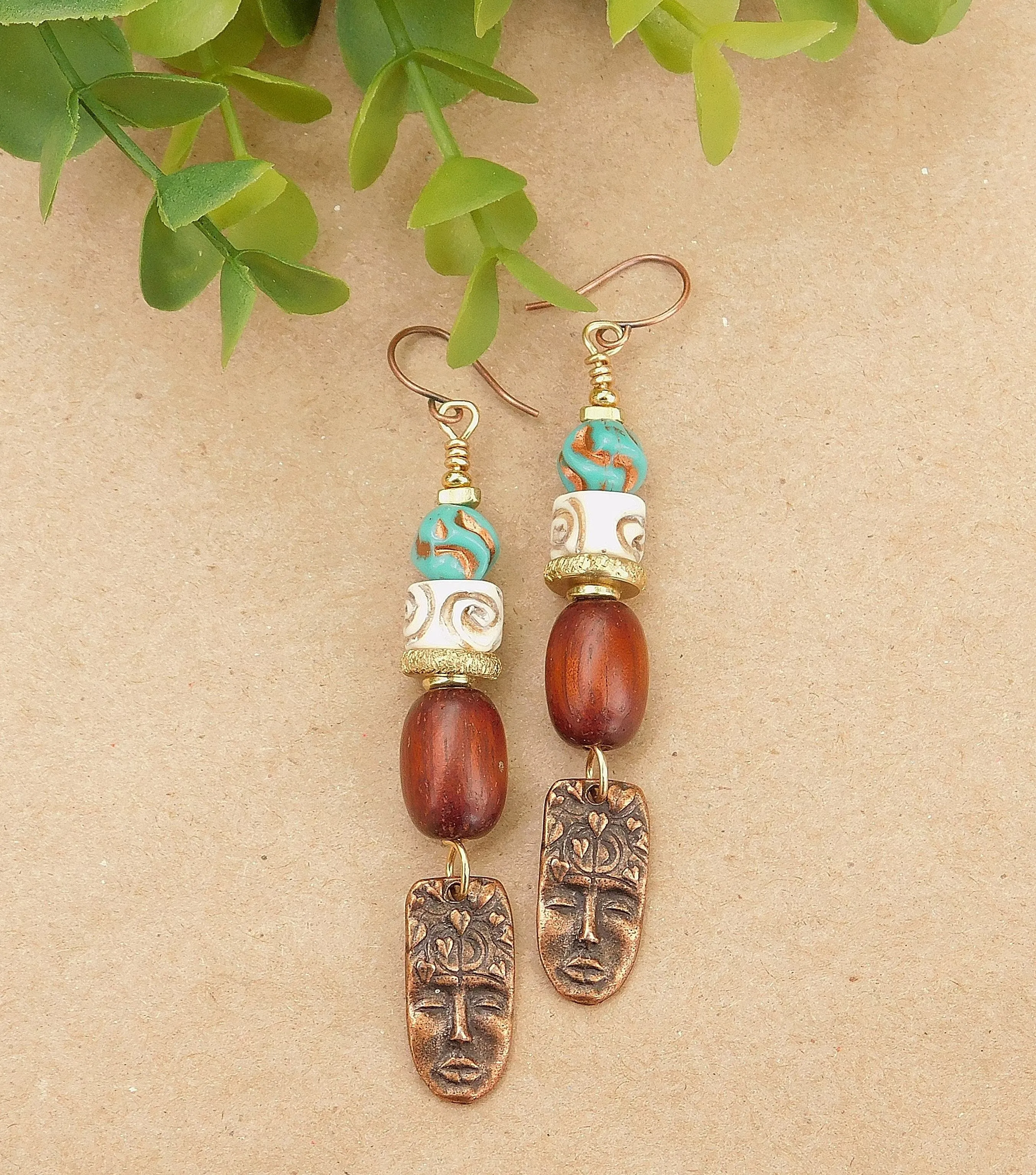 Primitive Face Charm Earrings