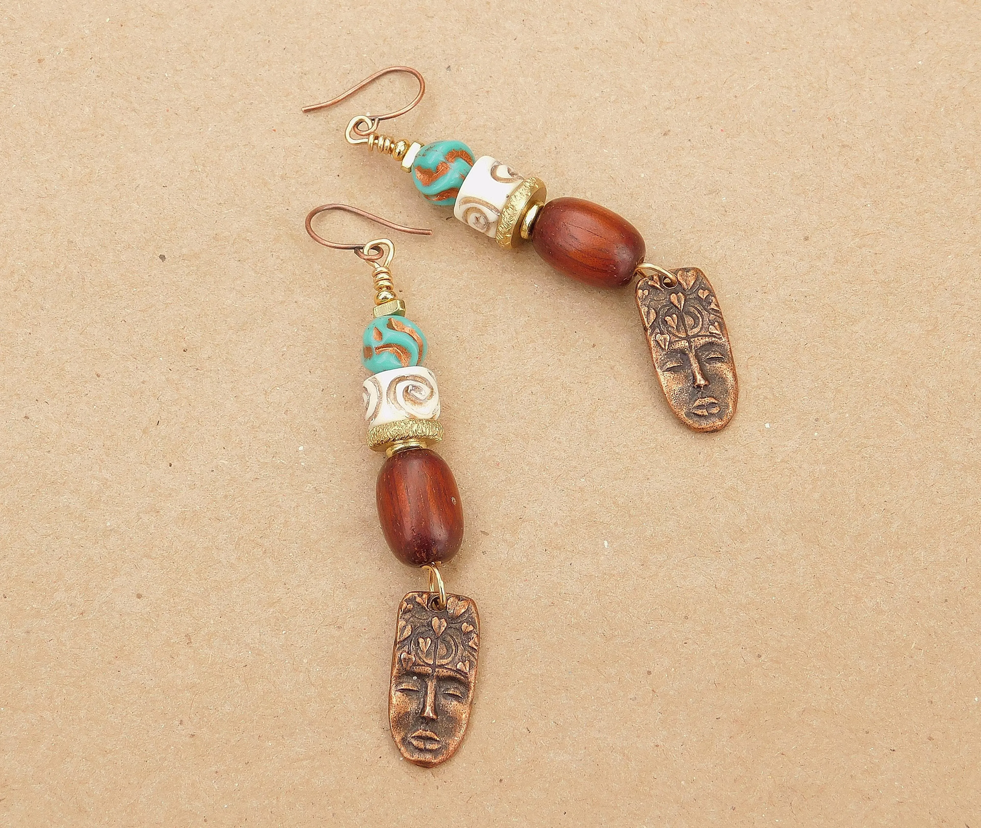 Primitive Face Charm Earrings