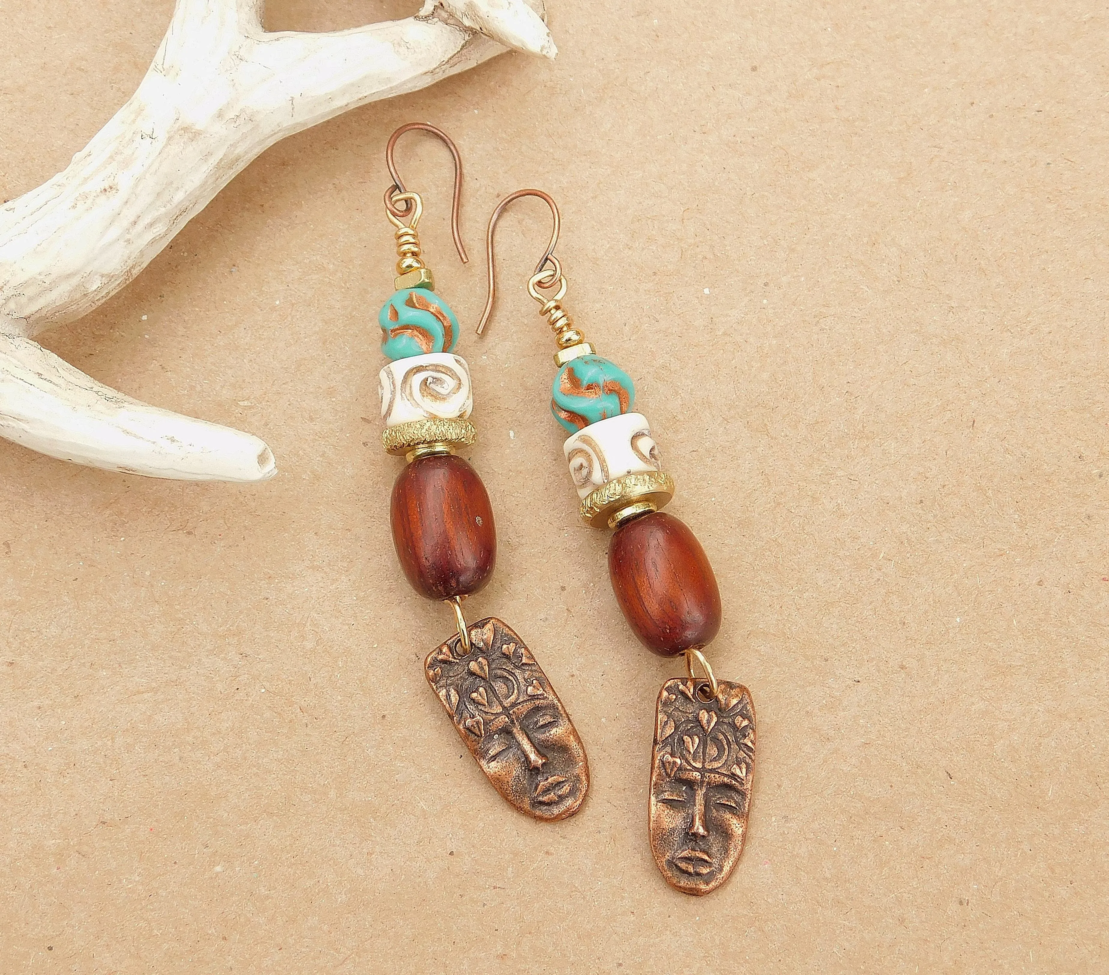 Primitive Face Charm Earrings