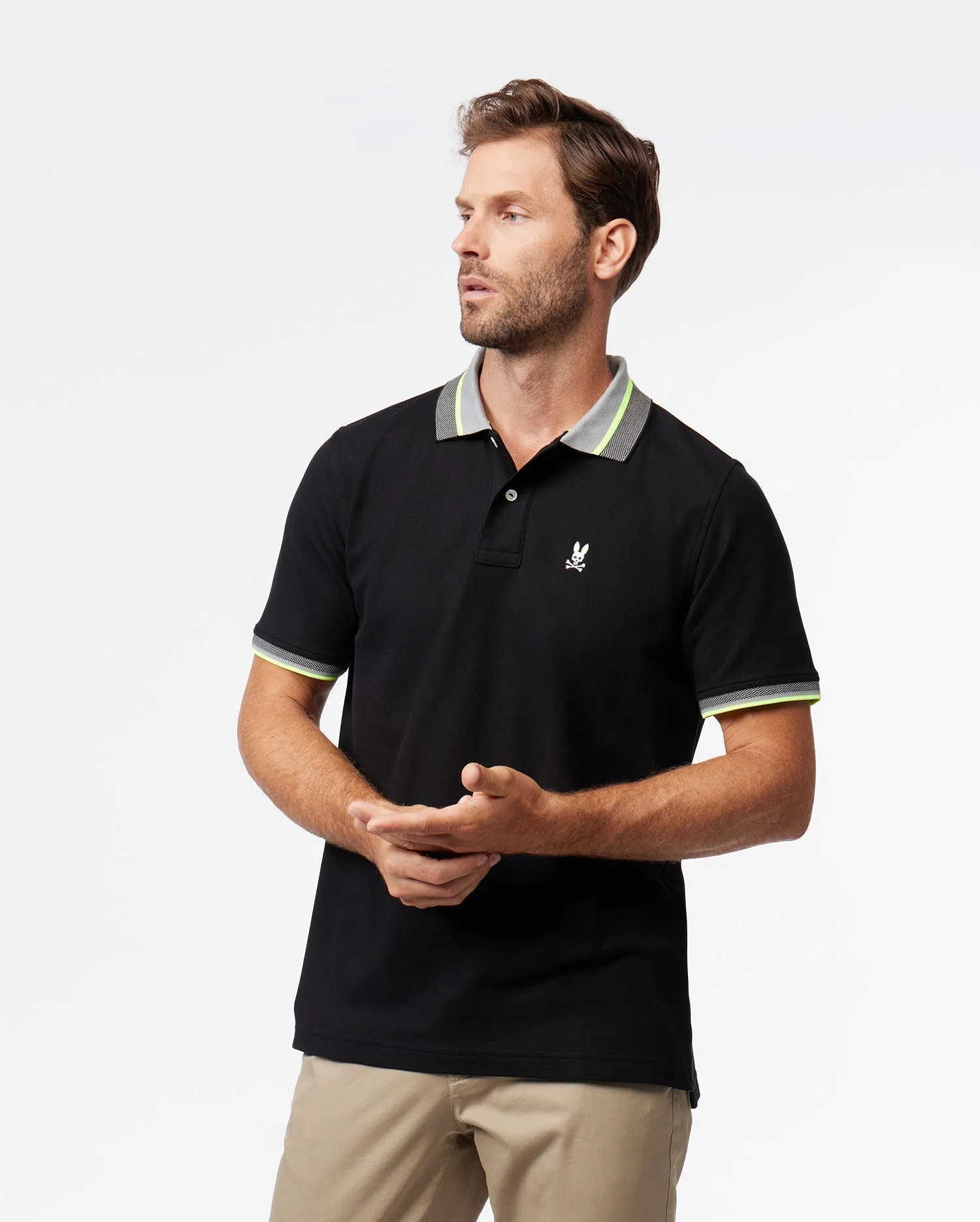 Psycho Bunny Mens Manteno Pique Polo - Black