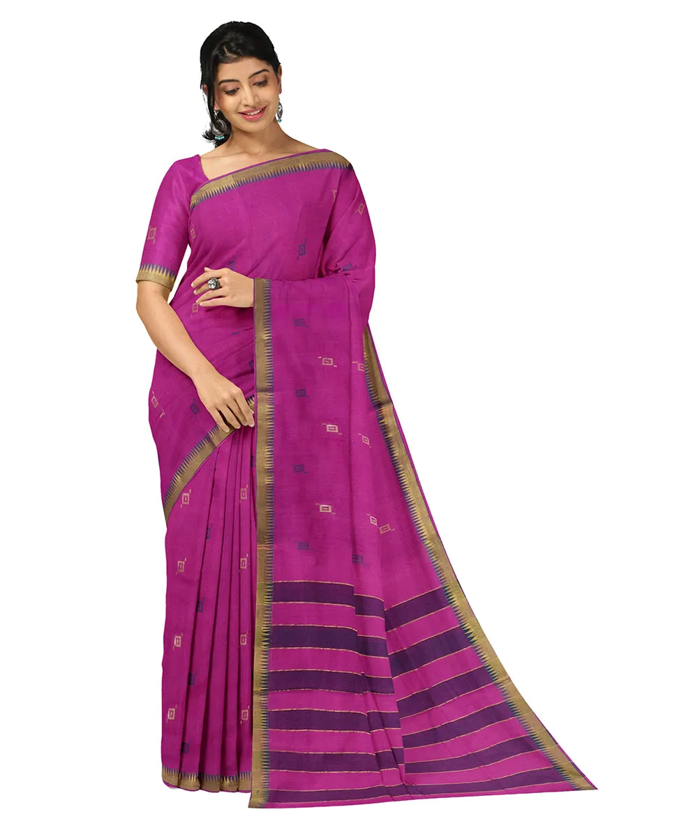 Purple plain butta rajahmundry handwoven cotton saree