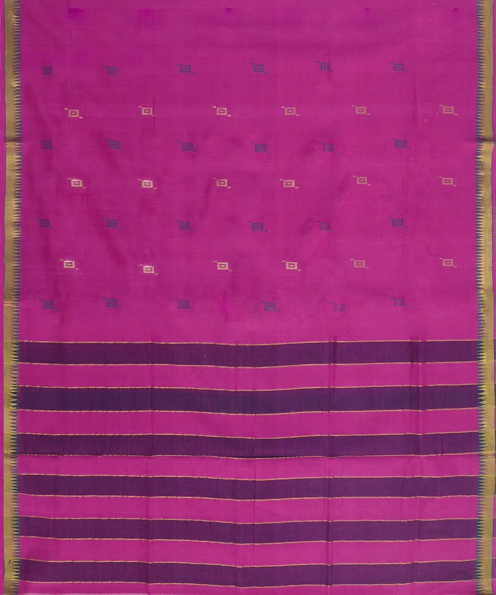 Purple plain butta rajahmundry handwoven cotton saree